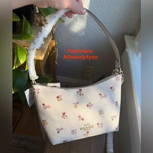 NWT - COACH Zip Top Shoulder Bag With Heart Print- CW392 Gold/Chalk Multi - $350